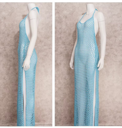MESH SIDE-SPLIT COVER UP