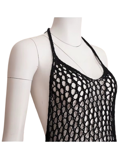 MESH SIDE-SPLIT COVER UP