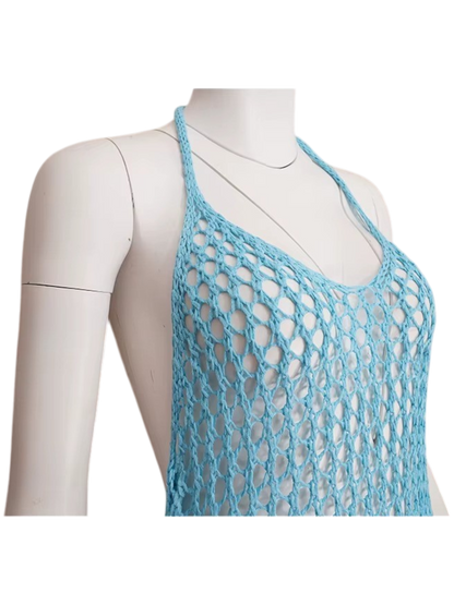 MESH SIDE-SPLIT COVER UP