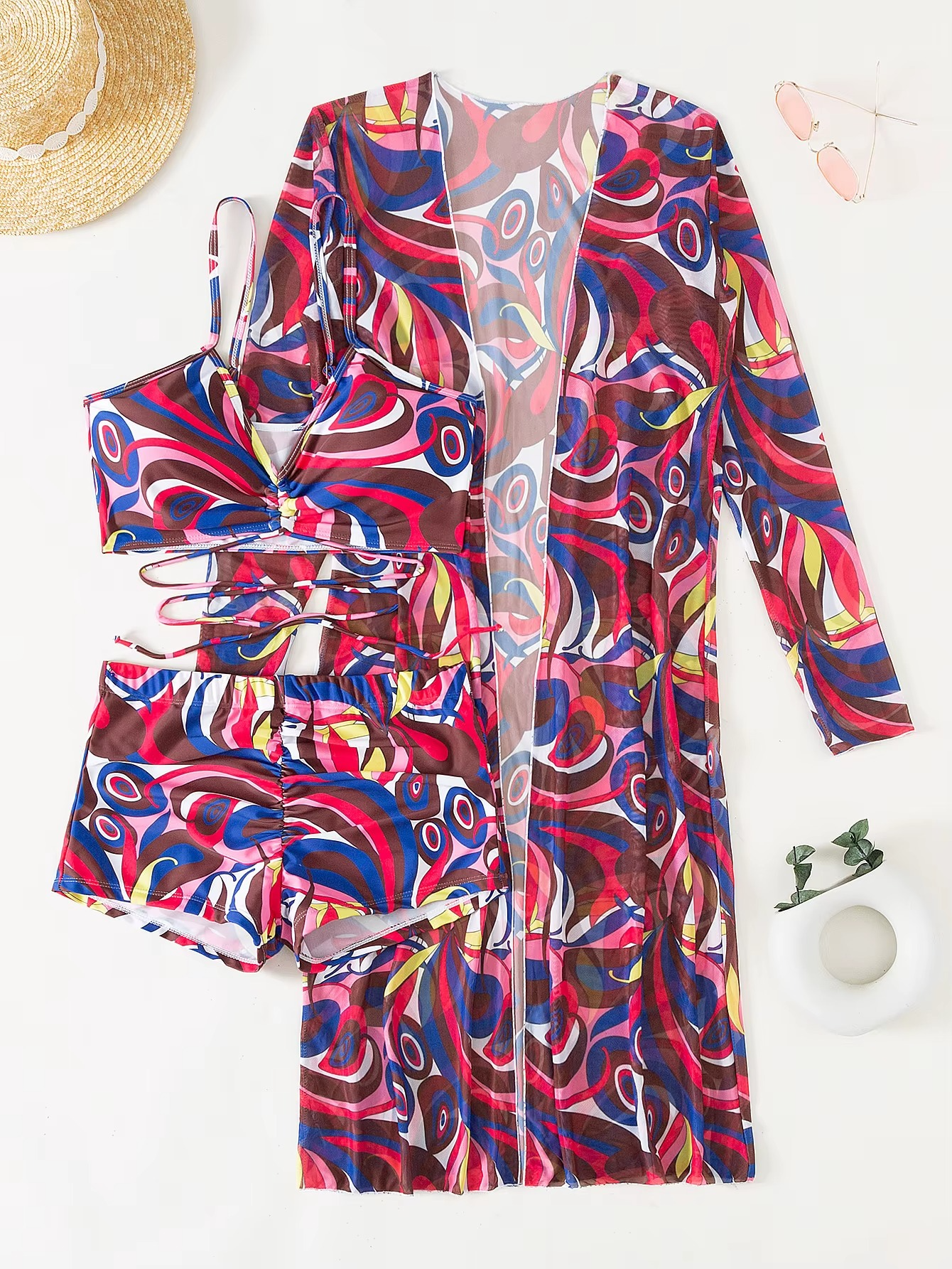 3-PIECE TROPICAL BEACHWEAR