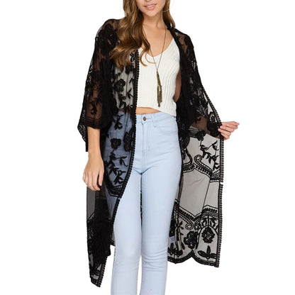 LACE 3/4 SLEEVE COVER-UP