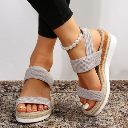 OPEN TOE WEDGE SANDALS