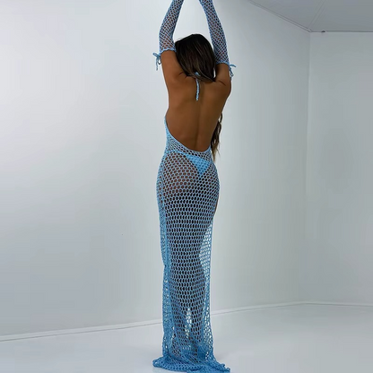 MESH SIDE-SPLIT COVER UP