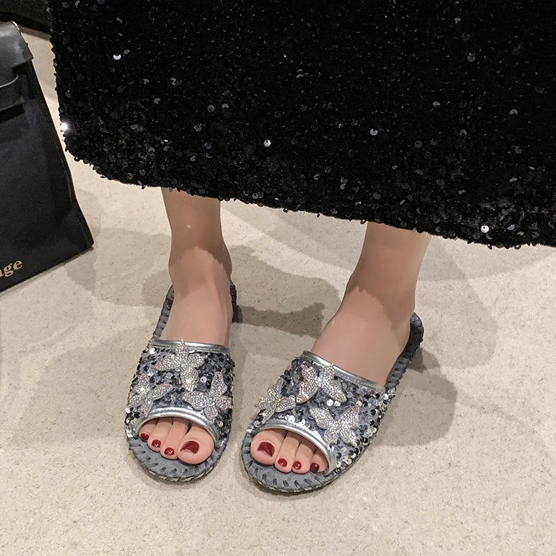 SEQUIN BUTTERFLY LUX SANDALS