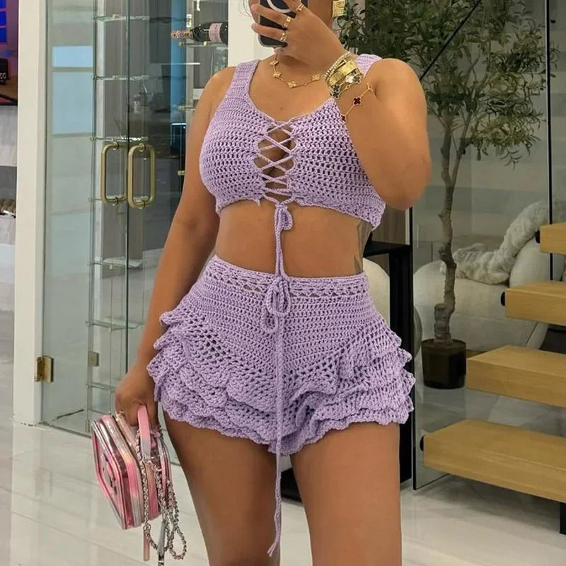 KNIT TOP WITH SHORT SET