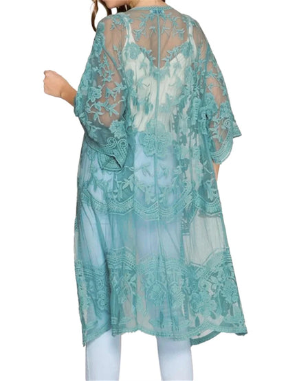 LACE 3/4 SLEEVE COVER-UP