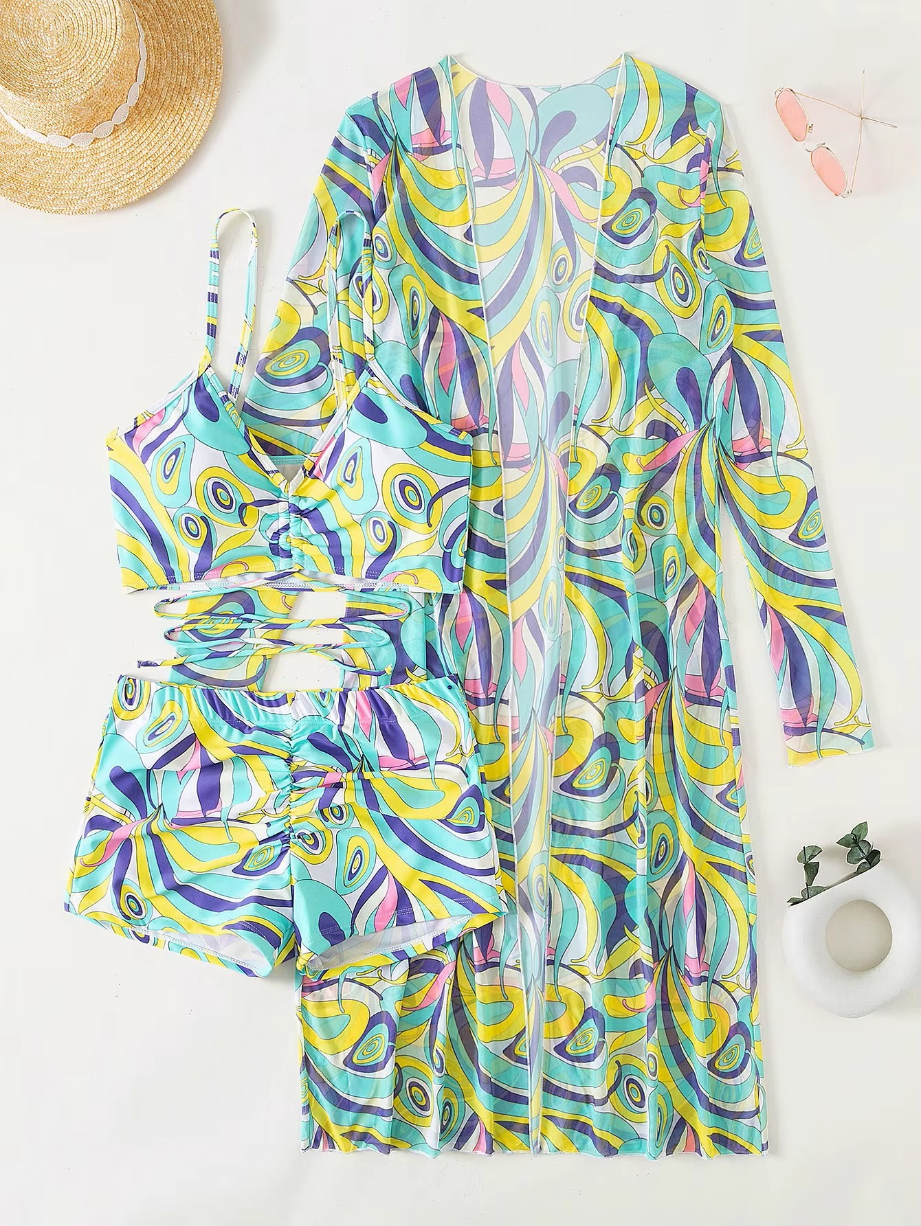 3-PIECE TROPICAL BEACHWEAR