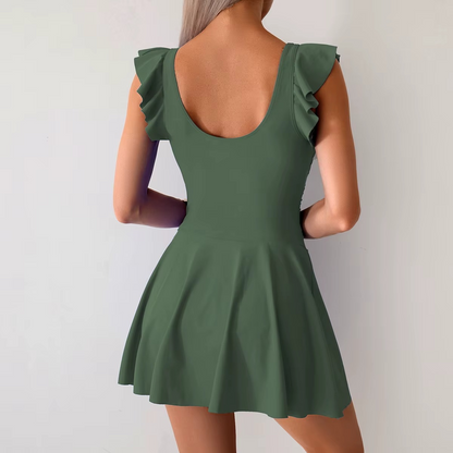 RUFFLE U-NECK BEACHWEAR
