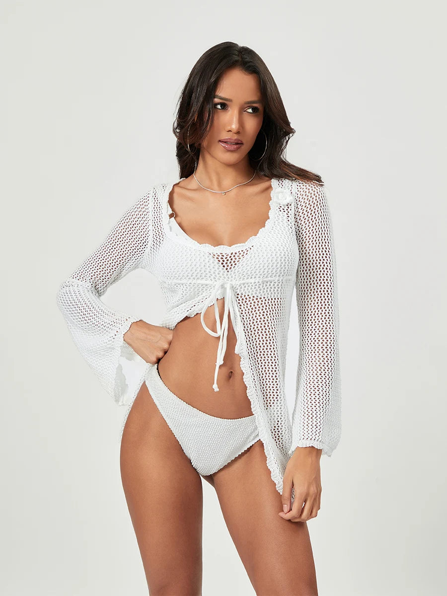 KNIT LONG SLEEVE COVER-UP