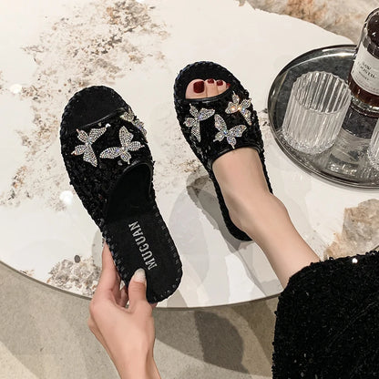 SEQUIN BUTTERFLY LUX SANDALS