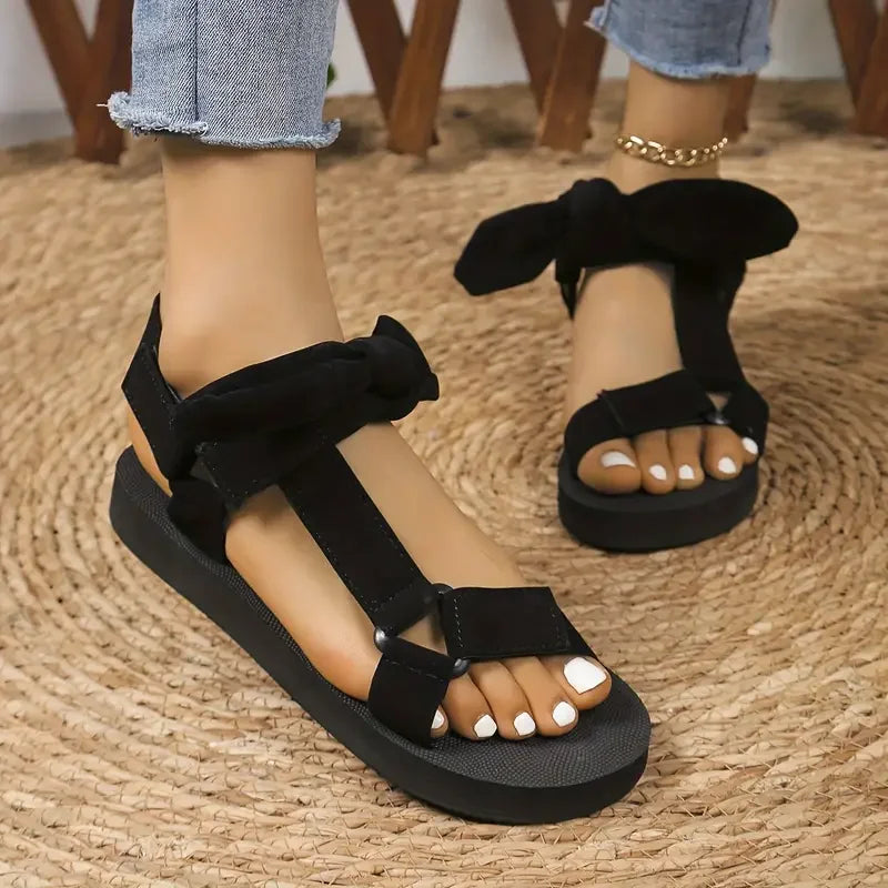 LACE-UP BOW BEACH SANDALS