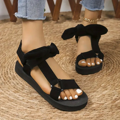 LACE-UP BOW BEACH SANDALS