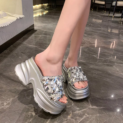 HIGH WEDGE SEQUIN LUX SANDALS