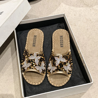 SEQUIN BUTTERFLY LUX SANDALS