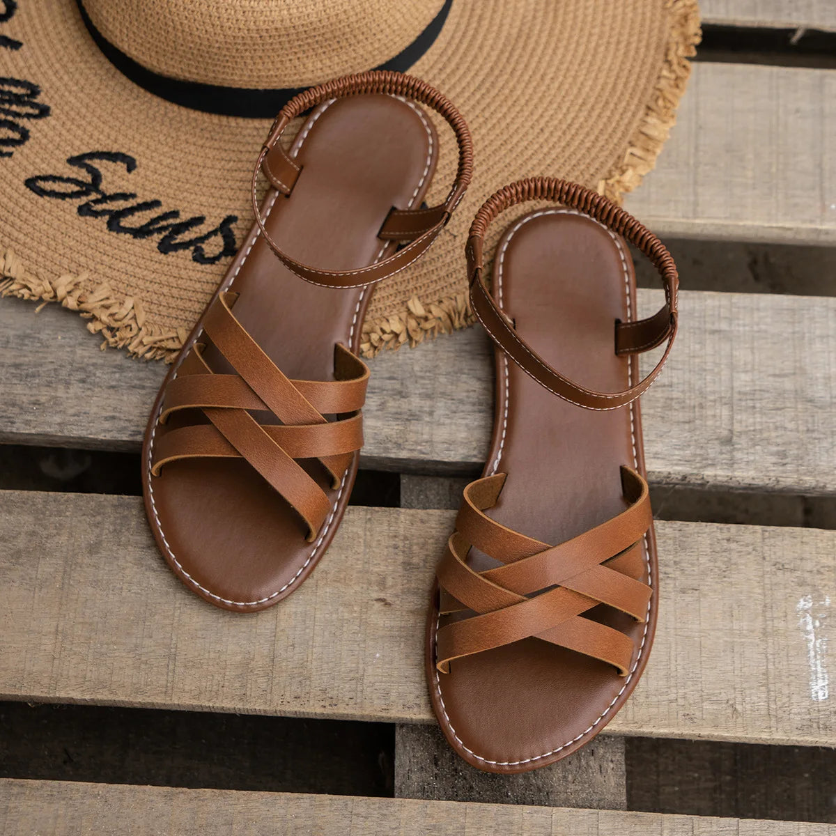 ROMAN STARP FLAT SANDALS