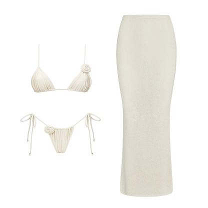 TRIANGLE BIKINI LONG KNIT SKIRT SET