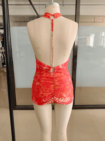 RUFFLE TRIM HALTER SKIRT