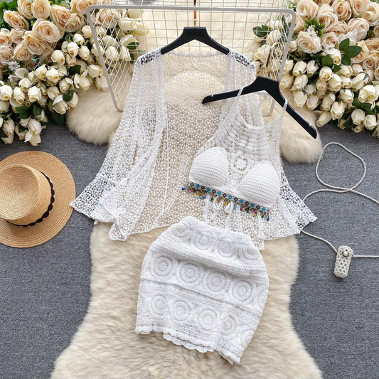 CAMI WITH CARDIGAN & SKIRT