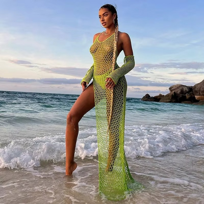 MESH SIDE-SPLIT COVER UP