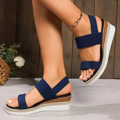 OPEN TOE WEDGE SANDALS