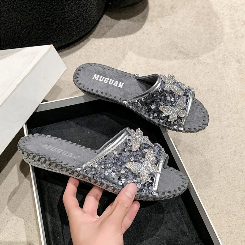 SEQUIN BUTTERFLY LUX SANDALS