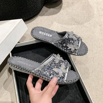 SEQUIN BUTTERFLY LUX SANDALS