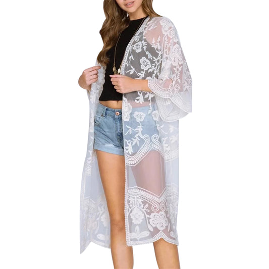 LACE 3/4 SLEEVE COVER-UP